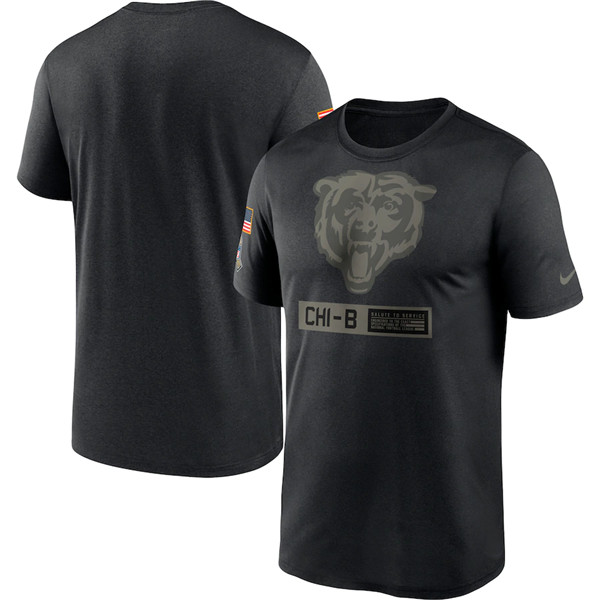 Chicago Bears 2020 Black Salute To Service Performance NFL T-Shirt (All Size)